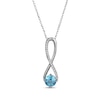 Thumbnail Image 1 of Swiss Blue Topaz & White Lab-Created Sapphire Swirl Necklace Sterling Silver 18&quot;