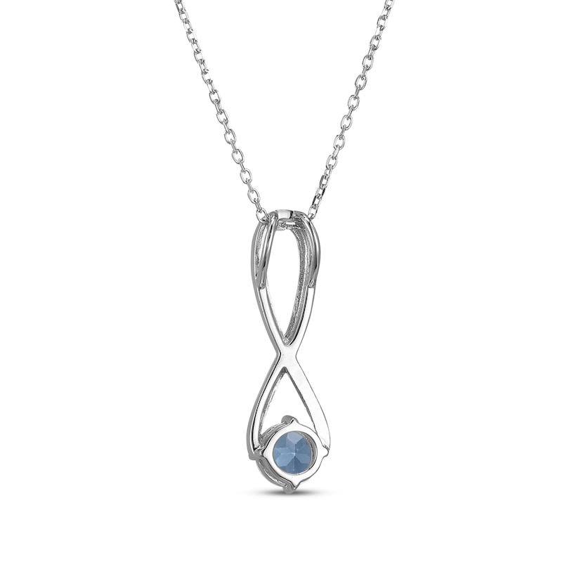 Main Image 3 of Swiss Blue Topaz & White Lab-Created Sapphire Swirl Necklace Sterling Silver 18&quot;