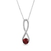 Thumbnail Image 1 of Garnet & White Lab-Created Sapphire Swirl Necklace Sterling Silver 18&quot;