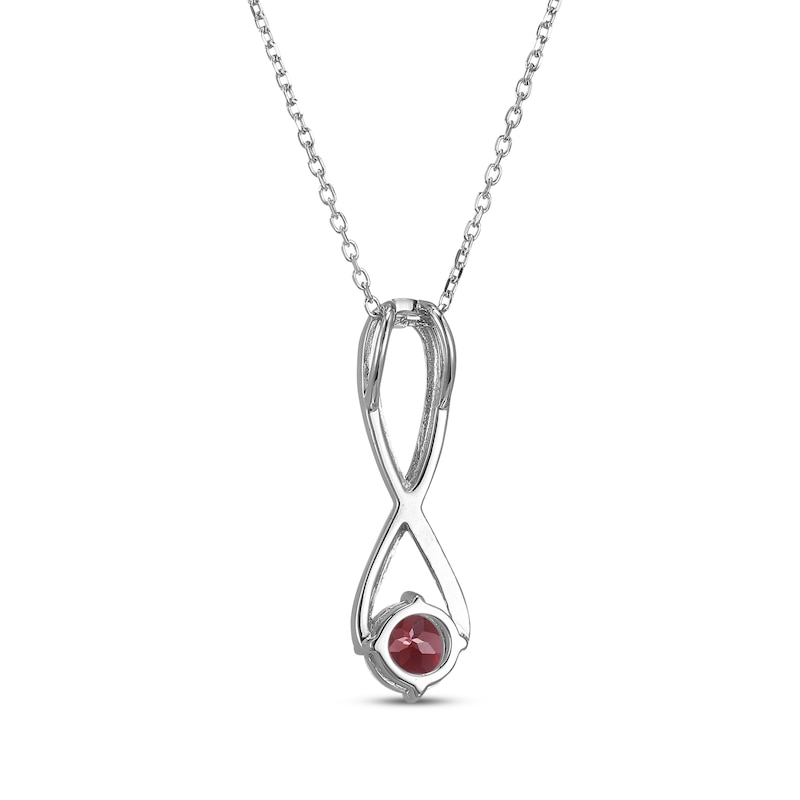 Main Image 3 of Garnet & White Lab-Created Sapphire Swirl Necklace Sterling Silver 18&quot;