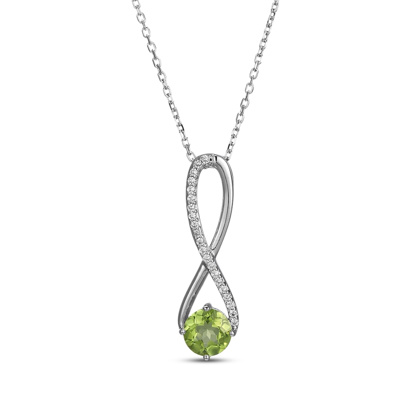 Main Image 1 of Peridot & White Lab-Created Sapphire Swirl Necklace Sterling Silver 18&quot;