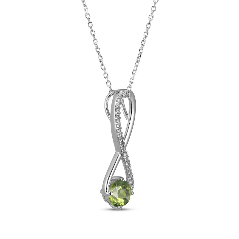 Main Image 2 of Peridot & White Lab-Created Sapphire Swirl Necklace Sterling Silver 18&quot;