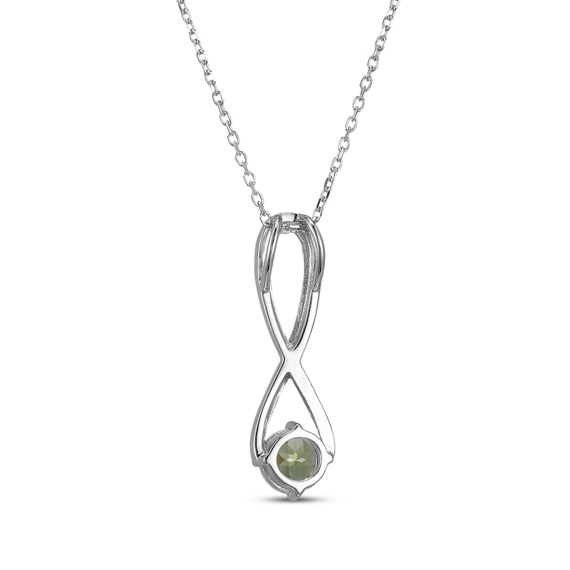 Main Image 3 of Peridot & White Lab-Created Sapphire Swirl Necklace Sterling Silver 18&quot;