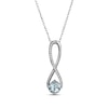 Thumbnail Image 0 of Aquamarine & White Lab-Created Sapphire Swirl Necklace Sterling Silver 18"