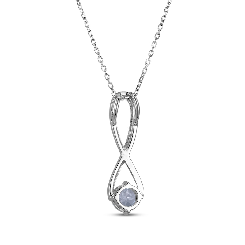 Aquamarine & White Lab-Created Sapphire Swirl Necklace Sterling Silver 18"