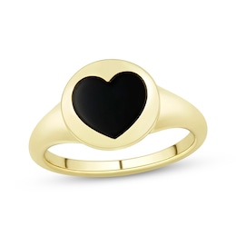 Heart-Shaped Black Onyx Ring 10K Yellow Gold