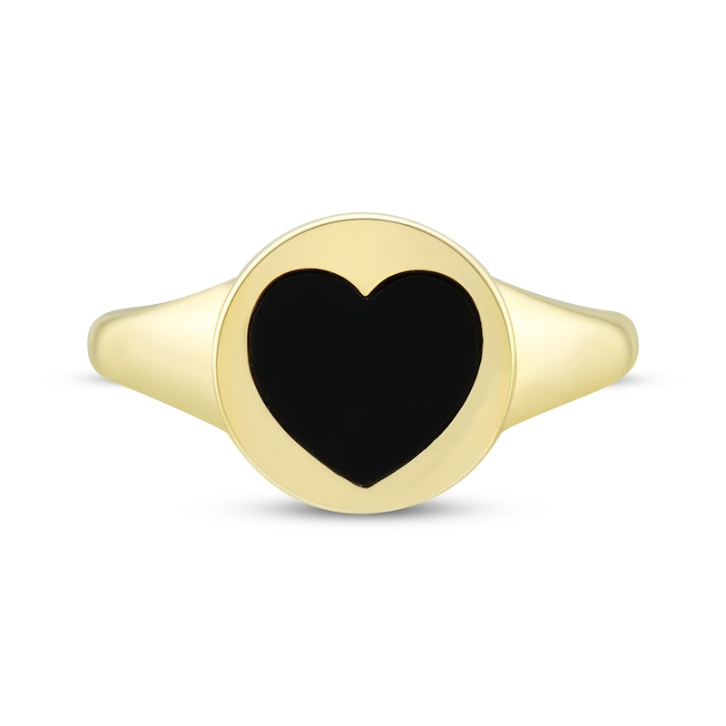 Main Image 3 of Heart-Shaped Black Onyx Ring 10K Yellow Gold