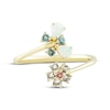 Thumbnail Image 2 of Multi-Shape Tourmaline, Topaz & Lab-Created Opal Butterfly Deconstructed Ring 10K Yellow Gold