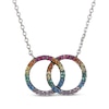 Thumbnail Image 1 of Lab-Created Gemstone Rainbow Linked Circles Necklace Sterling Silver 18&quot;