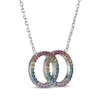 Thumbnail Image 2 of Lab-Created Gemstone Rainbow Linked Circles Necklace Sterling Silver 18&quot;