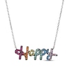 Thumbnail Image 1 of Lab-Created Gemstone Rainbow &quot;Happy&quot; Necklace Sterling Silver 18&quot;