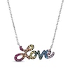 Thumbnail Image 1 of Lab-Created Gemstone Rainbow &quot;Love&quot; Necklace Sterling Silver 18&quot;