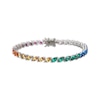Thumbnail Image 0 of Marquise-Cut Multi Lab-Created Gemstone Rainbow Link Bracelet Sterling Silver 7.25"