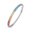 Thumbnail Image 1 of Lab-Created Gemstone Rainbow Bangle Bracelet Sterling Silver