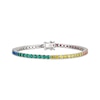 Thumbnail Image 0 of Multi Lab-Created Gemstone Rainbow Line Bracelet Sterling Silver 7.25"