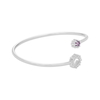 Thumbnail Image 4 of Amethyst & White Lab-Created Sapphire Halo Flex Bangle Sterling Silver