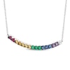 Thumbnail Image 2 of Natural & Lab-Created Gemstone Rainbow Smile Necklace Sterling Silver 18&quot;