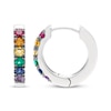 Thumbnail Image 3 of Natural & Lab-Created Gemstone Rainbow Hoop Earrings Sterling Silver