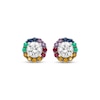 Thumbnail Image 2 of Natural & Lab-Created Gemstone Rainbow Halo Stud Earrings Sterling Silver