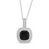 Thumbnail Image 1 of Cushion-Cut Black Onyx & White Lab-Created Sapphire Necklace Sterling Silver 18&quot;