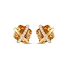 Thumbnail Image 2 of Cushion-Cut Citrine & White Lab-Created Sapphire Crisscross Stud Earrings 10K Yellow Gold