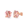 Thumbnail Image 1 of Cushion-Cut Rose Quartz & White Lab-Created Sapphire Crisscross Stud Earrings 10K Rose Gold