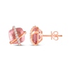 Thumbnail Image 3 of Cushion-Cut Rose Quartz & White Lab-Created Sapphire Crisscross Stud Earrings 10K Rose Gold