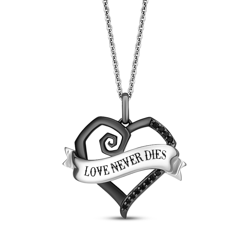 Main Image 1 of Disney Treasures The Nightmare Before Christmas Diamond Heart Necklace 1/10 ct tw Sterling Silver & Black Rhodium 19&quot;