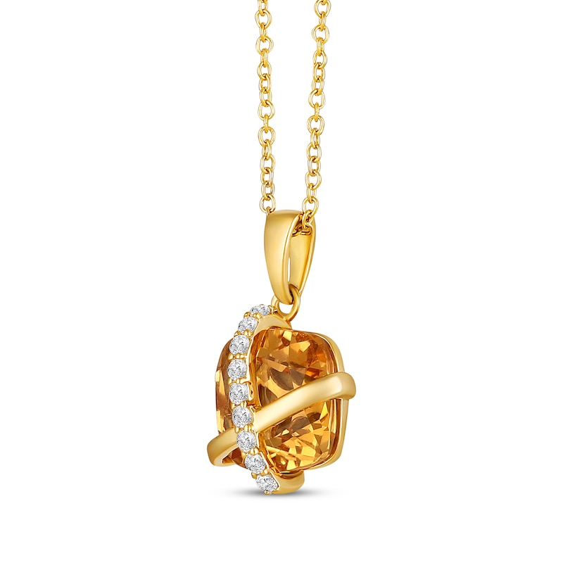 Cushion-Cut Citrine & White Lab-Created Sapphire Crisscross Necklace 10K Yellow Gold 18"
