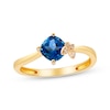 Thumbnail Image 1 of Cushion-Cut London Blue Topaz & Diamond Accent Butterfly Ring 10K Yellow Gold