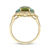 Thumbnail Image 2 of Oval-Cut Peridot, Emerald & White Topaz Ring 10K Yellow Gold