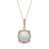 Thumbnail Image 1 of Cushion-Cut Opal & Diamond Arabesque Frame Necklace 1/6 ct tw 10K Yellow Gold 18&quot;