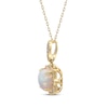 Thumbnail Image 2 of Cushion-Cut Opal & Diamond Arabesque Frame Necklace 1/6 ct tw 10K Yellow Gold 18&quot;