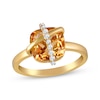 Thumbnail Image 1 of Cushion-Cut Citrine & White Lab-Created Sapphire Crisscross Ring 10K Yellow Gold