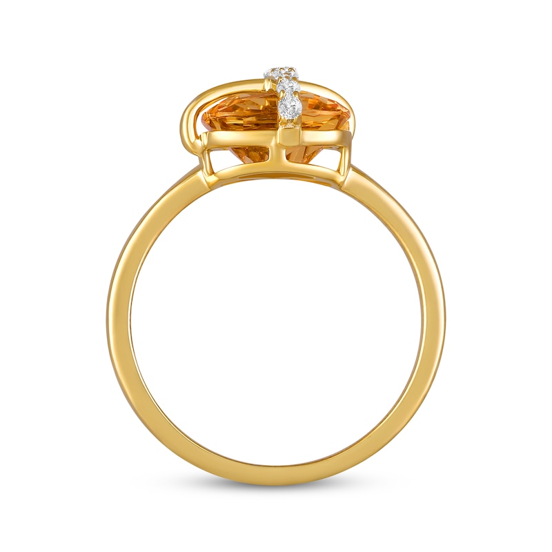 Main Image 3 of Cushion-Cut Citrine & White Lab-Created Sapphire Crisscross Ring 10K Yellow Gold