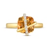 Thumbnail Image 4 of Cushion-Cut Citrine & White Lab-Created Sapphire Crisscross Ring 10K Yellow Gold