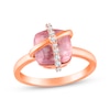 Thumbnail Image 0 of Cushion-Cut Rose Quartz & White Lab-Created Sapphire Crisscross Ring 10K Rose Gold