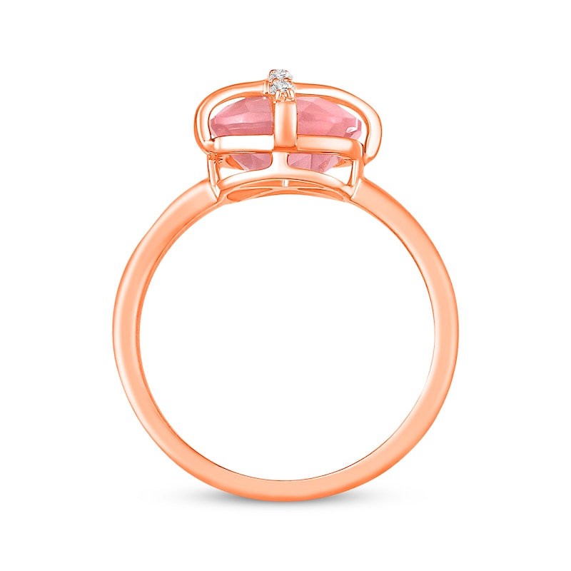 Cushion-Cut Rose Quartz & White Lab-Created Sapphire Crisscross Ring 10K Rose Gold