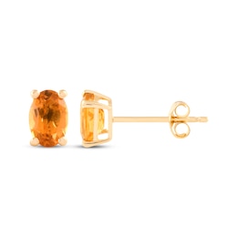 Oval-Cut Citrine Solitaire Stud Earrings 14K Yellow Gold