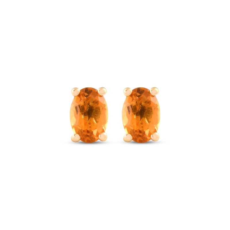 Oval-Cut Citrine Solitaire Stud Earrings 14K Yellow Gold