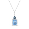 Thumbnail Image 1 of Emerald-Cut Swiss Blue Topaz, Trillion-Cut London Blue Topaz & White Lab-Created Sapphire Necklace Sterling Silver 18&quot;