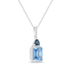 Thumbnail Image 2 of Emerald-Cut Swiss Blue Topaz, Trillion-Cut London Blue Topaz & White Lab-Created Sapphire Necklace Sterling Silver 18&quot;