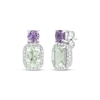 Thumbnail Image 1 of Cushion-Cut Green Quartz, Amethyst & White Lab-Created Sapphire Earrings Sterling Silver