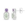 Thumbnail Image 3 of Cushion-Cut Green Quartz, Amethyst & White Lab-Created Sapphire Earrings Sterling Silver