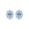 Thumbnail Image 2 of Oval-Cut Swiss Blue Topaz & White Lab-Created Sapphire Halo Stud Earrings Sterling Silver