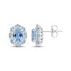 Thumbnail Image 3 of Oval-Cut Swiss Blue Topaz & White Lab-Created Sapphire Halo Stud Earrings Sterling Silver