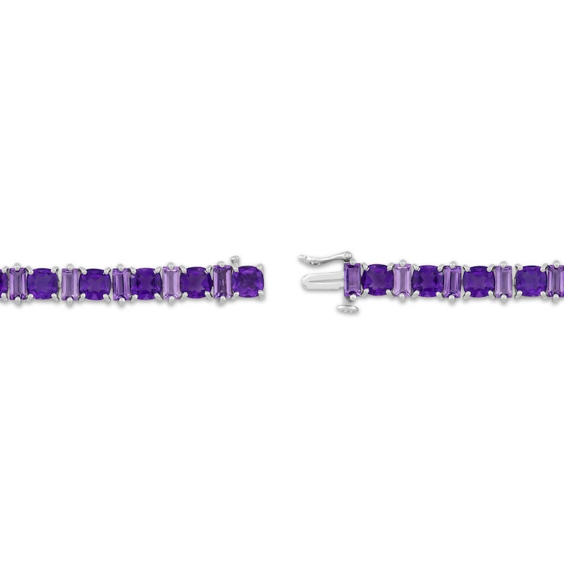 Main Image 2 of Cushion & Baguette-Cut Amethyst Bracelet Sterling Silver 7.25&quot;