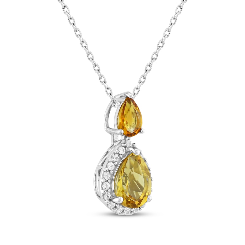 Main Image 2 of Pear-Shaped Citrine & White Lab-Created Sapphire Necklace Sterling Silver 18&quot;