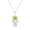 Thumbnail Image 0 of Peridot & White Lab-Created Sapphire Hamsa Necklace Sterling Silver 18"