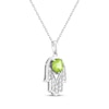 Thumbnail Image 1 of Peridot & White Lab-Created Sapphire Hamsa Necklace Sterling Silver 18"